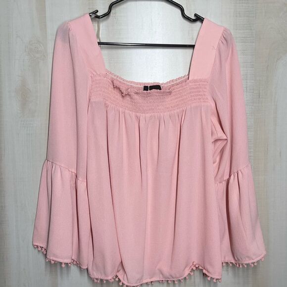New Directions‎ pink square neck blouse top, size large - Picture 1 of 12